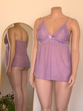 Babydoll Celine púrpura de encaje, lencería premium ALEHVIDA Chile