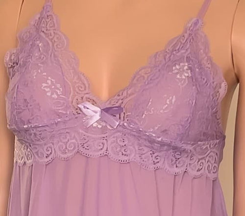 Babydoll Celine púrpura de encaje, lencería premium ALEHVIDA Chile