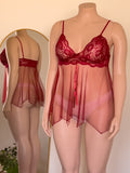 Babydoll Luz rojo de encaje, lencería premium ALEHVIDA Chile